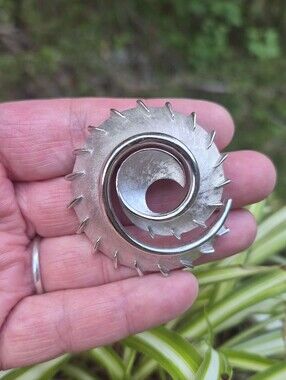 Vintage Trifari Brushed Silver Tone Swirl Pin Brooch Mid Century Modern 50s-60s